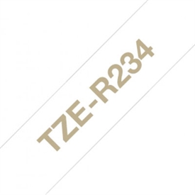 Brother TZeR234 Satinbånd 12 mm Guld på Hvid Gavebånd